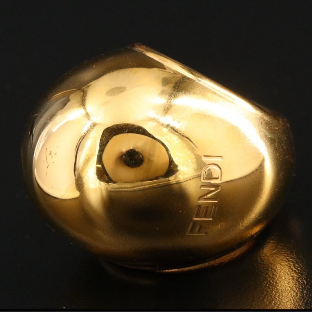FENDI Oversized Domed Gold Ring with Box